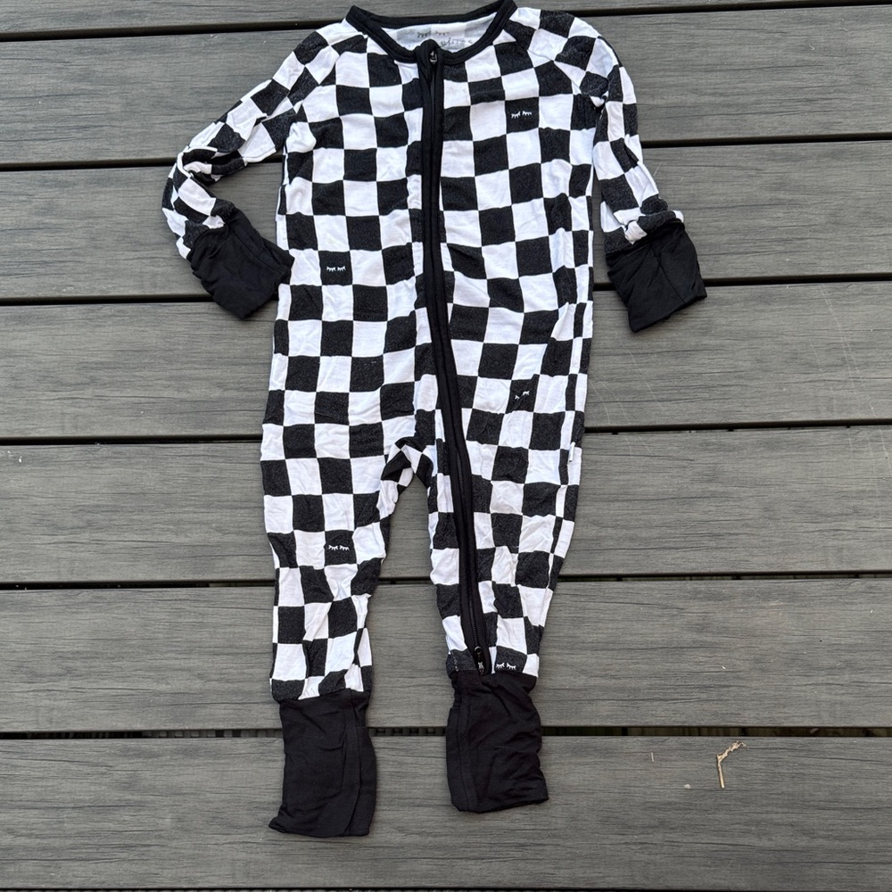 Little Sleepies Black and White Checkered Footie